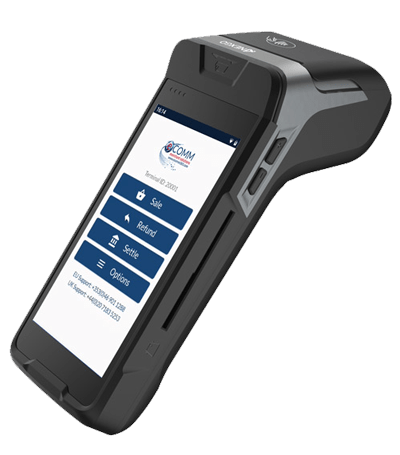 The N86 portable card payment terminal, available from eCOMM Merchant Solutions.